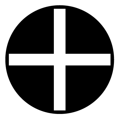 White plus symbol on a black circle gobo.