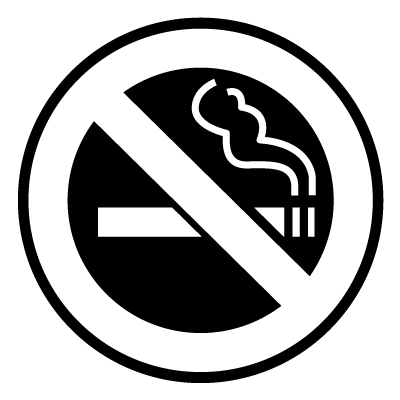 White no smoking sign on a black circle gobo.