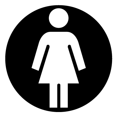 White silhouette of a 'female' symbol on a black circle gobo.