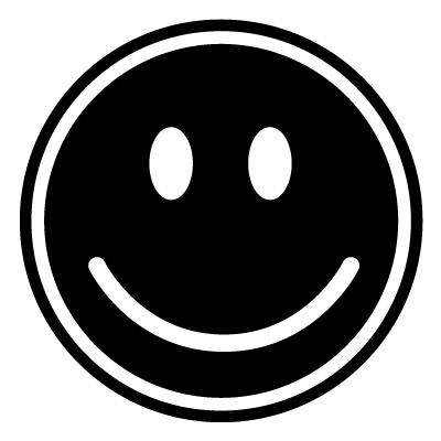 White outline of a smiley face on a black circle gobo.