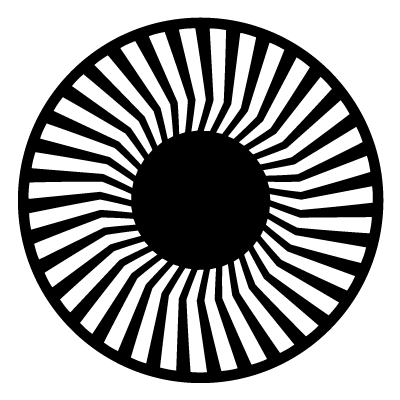 White chevrons in a circle on a black circle gobo.