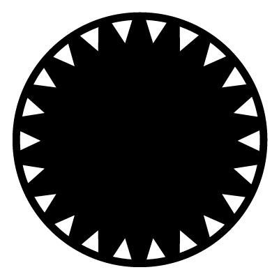 Small white triangles in a circular formation on a black circle gobo.