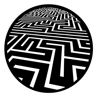 White maze lines on a black circle gobo.