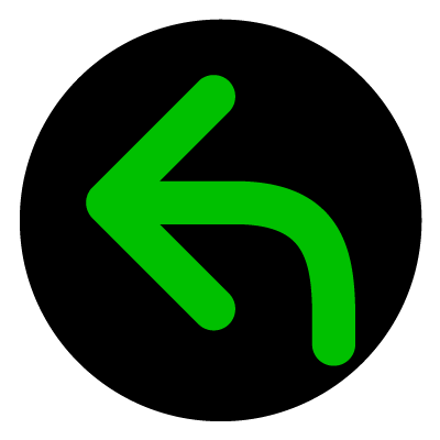 Green wayfinder turn left safety signage gobo.