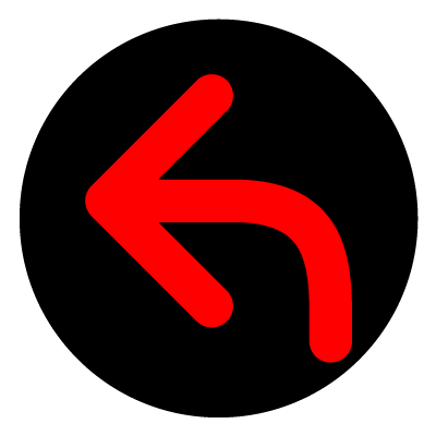 Red wayfinder turn left safety signage gobo.