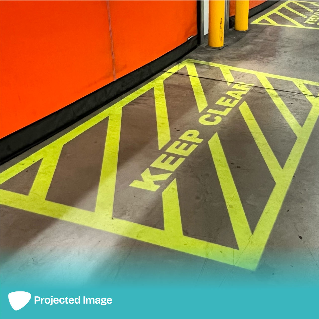 Projection of a 'Keep Clear' box on a floor