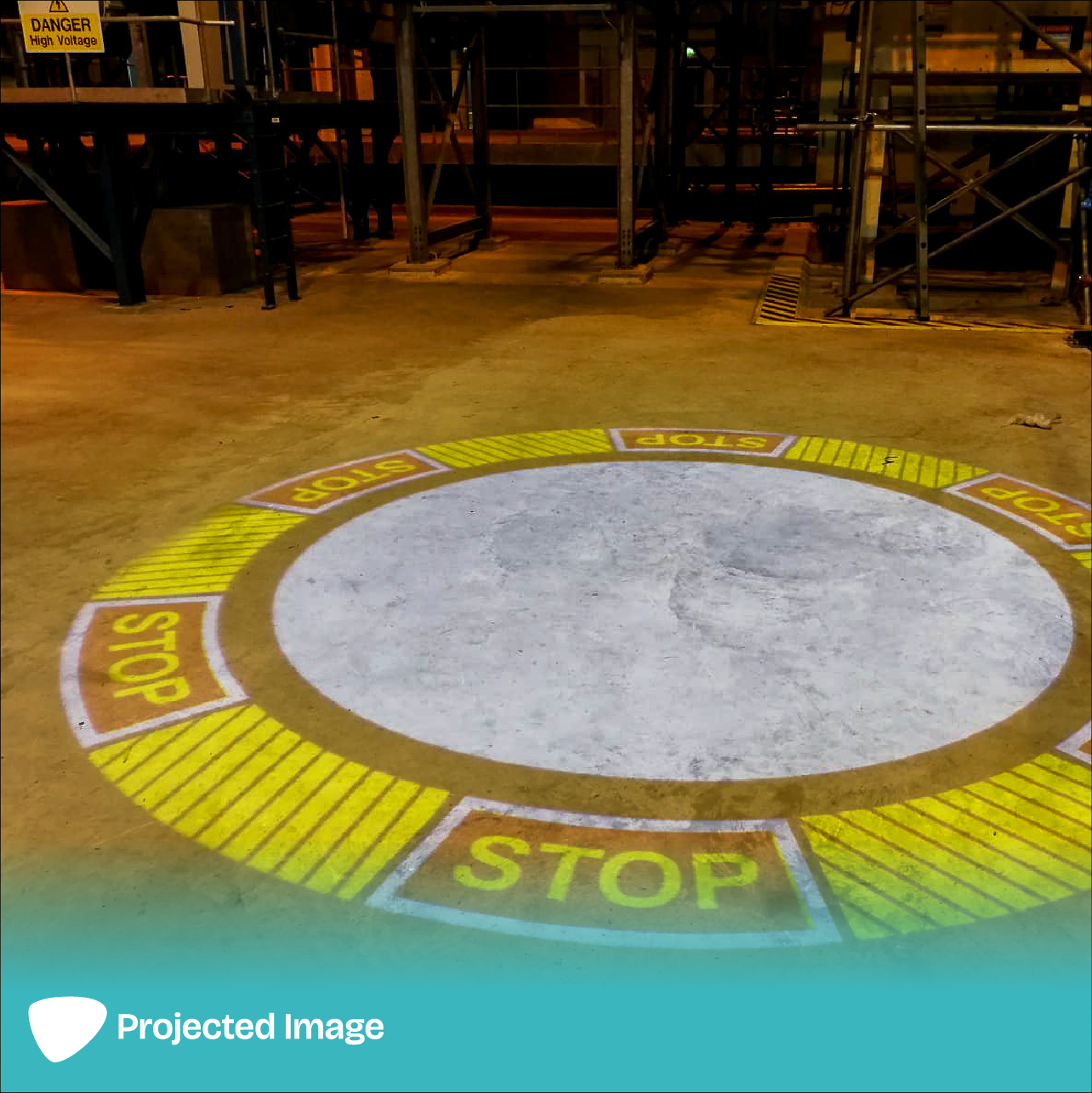 Projection of a 'Stop circle' on a floor