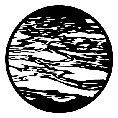 White stylised water ripples on a black circle gobo.