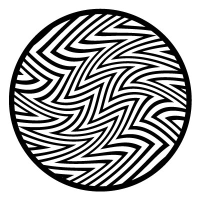 White way zig zag lines on a black circle gobo.