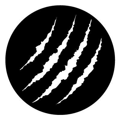 White claw scratch marks on a black circle gobo.