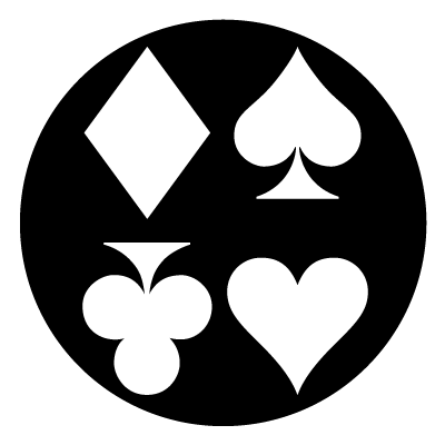 White card suits on a black circle gobo.