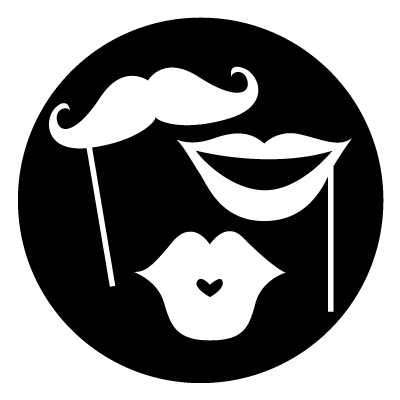 White mouth masks on a black circle gobo.