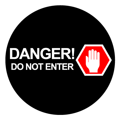 Red 'Danger! Do not enter' safety signage gobo.