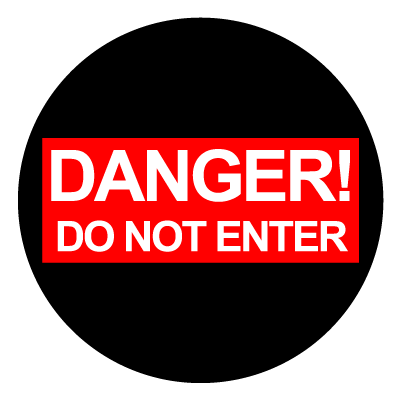 Red 'Danger! Do not enter' safety signage gobo.