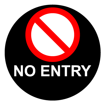 Red 'No Entry' circle with text safety signage gobo.