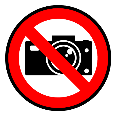 Red 'No photography' safety signage gobo.