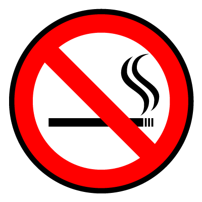 Red 'No smoking' safety signage gobo.
