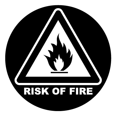 Risk of fire safety signage gobo.