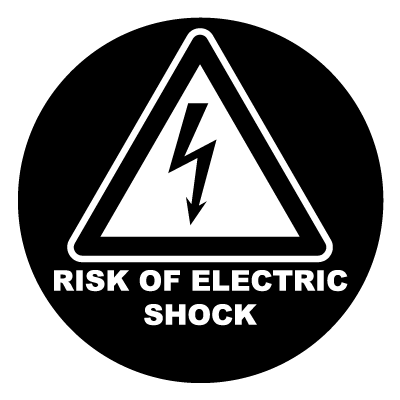 Risk of electric shock safety signage gobo.