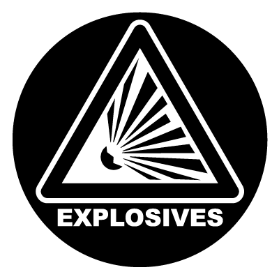 Explosives safety signage gobo.