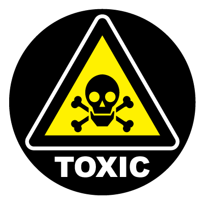 Yellow 'Toxic' safety signage gobo.