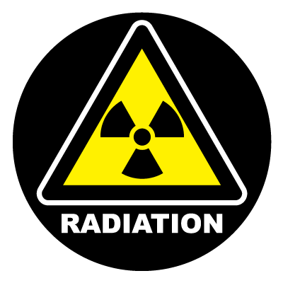 Yellow 'Radiation' safety signage gobo.