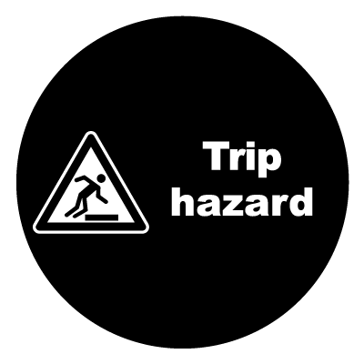 Trip hazard caution safety signage gobo.