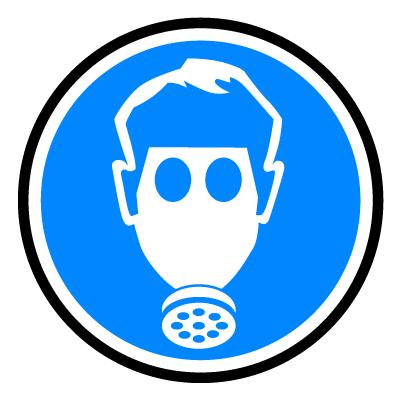 Blue 'Respirators' safety signage gobo.
