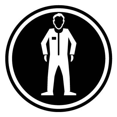 Overalls safety signage gobo.