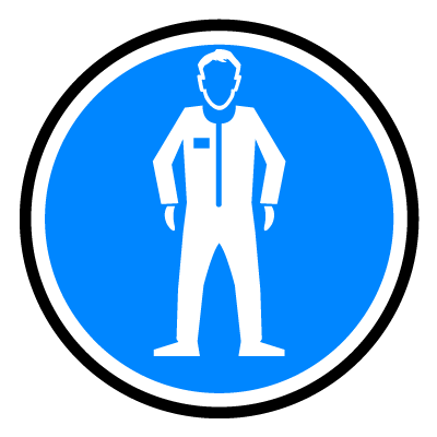 Blue 'Overalls' safety signage gobo.