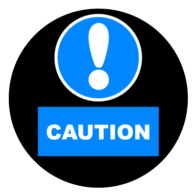 Blue 'Caution' circle safety signage gobo.