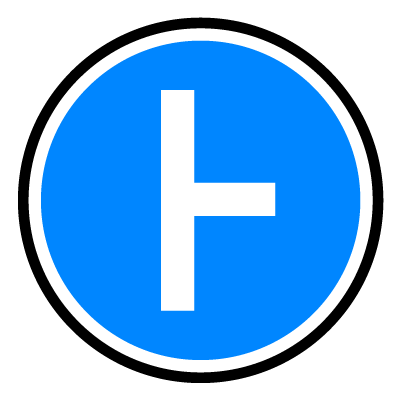 Blue circular 'junction' safety signage gobo.
