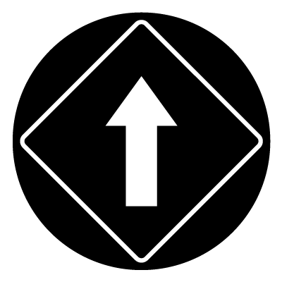 Diamond 'ahead arrow' safety signage gobo.