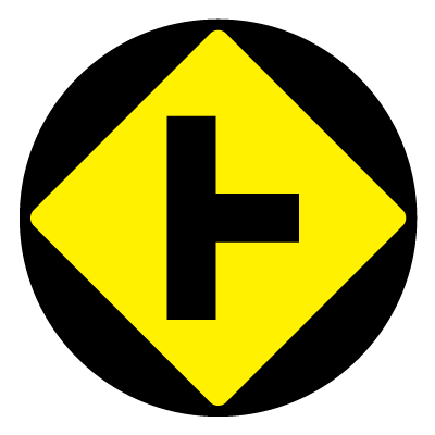 Yellow diamond 'junction' safety signage gobo.