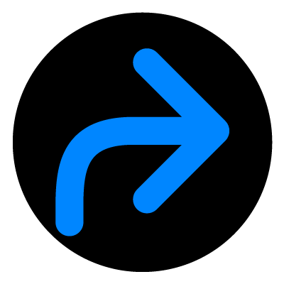 Blue wayfinder turn right safety signage gobo.