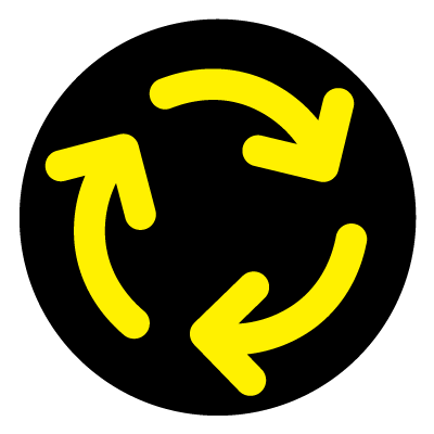 Yellow roundabout safety signage gobo.