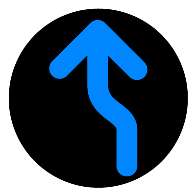 Blue curve left wayfinder safety signage gobo.
