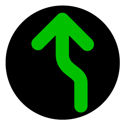 Green curve left wayfinder safety signage gobo.