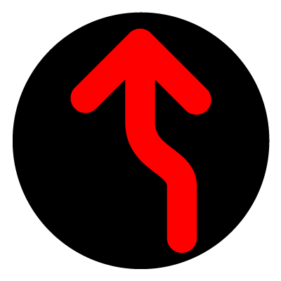 Red curve left wayfinder safety signage gobo.