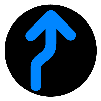 Blue curve right wayfinder safety signage gobo.