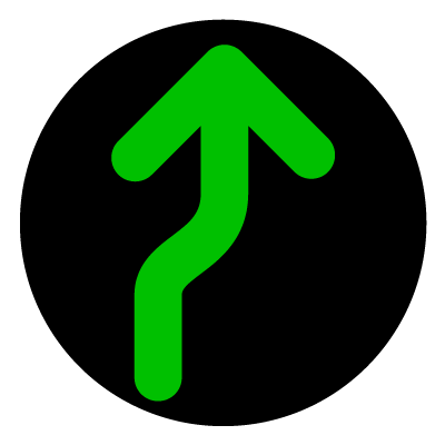 Green curve right wayfinder safety signage gobo.
