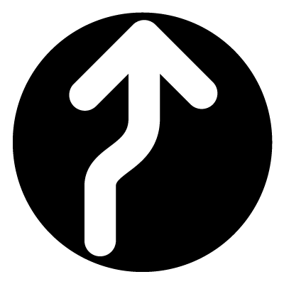 Curve right wayfinder safety signage gobo.