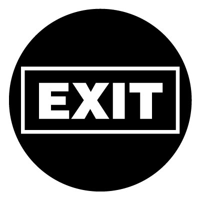 Exit safety signage gobo.