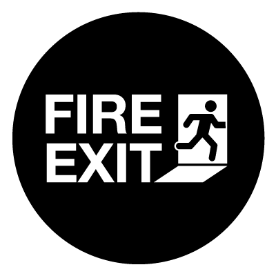 Fire exit safety signage gobo.