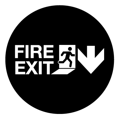 Fire exit down safety signage gobo.