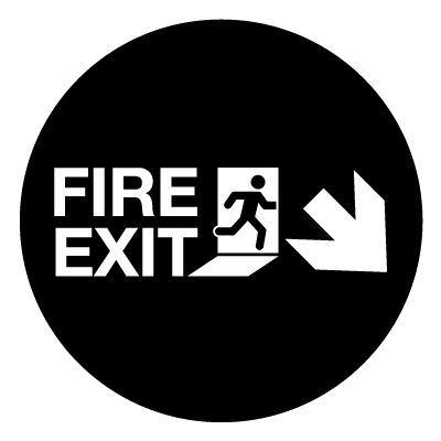 Fire exit down right safety signage gobo.