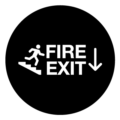 Fire exit down stairs safety signage gobo.