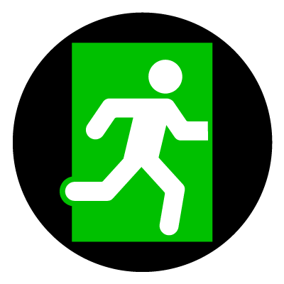 Green Fire exit person safety signage gobo.