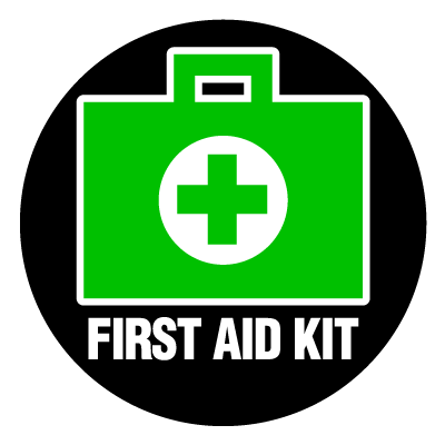 Green first aid kit safety signage gobo.