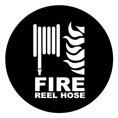 Fire hose safety signage gobo.